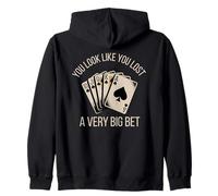 Poker Player Royal Flush Cards Game Gambler Bluff Bet Casino Zip Hoodie