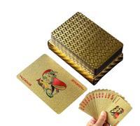Poker Playing Cards - Waterproof with Gold Foil, Deck with Gift Box, Magic Party Game, Outdoor Camping Accessories, Durable Metal Appearance | Family Parent-Child Entertainment