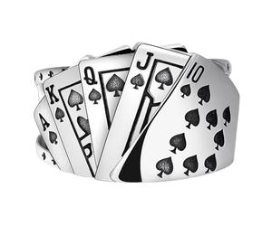 Poker Ring Jewelry, Open Adjustable Band, Flush Rhinestone Playing Cards, Vintage Style Accessory, Women Men Fashion Rings, Statement Party Jewelry for Casual Formal Events Birthday