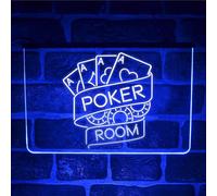 Poker Room Casino LED Neon Light Sign | Multicolour Lit Up Hanging USB Display Plaque