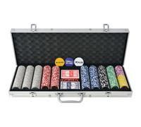 Poker Set Aluminium Case Multicolour 55.5x20.5x6.7cm 500 Laser Chips Plastic Set