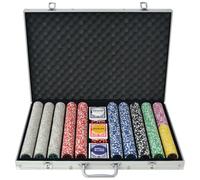 Poker Set with 500/1000 Laser Chips Playing Game Aluminium Case Casino vidaXL