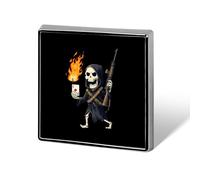 Poker Skull Grim Reaper Square Badge Metal Lapel Pins Custom Brooches for Clothing Decoration