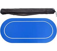 Poker Table Layout,Portable Oval Mat with Carrying Bag(Blu)