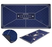 Poker Table Mat Blue 120 x 60 cm - Non Slip 3 mm Rubber and Printed Polyester Surface for Texas Hold’em and Casino Games 320993