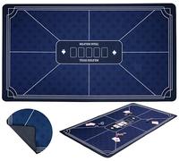 Poker Table Mat Blue 140 x 80 cm - Non Slip 3 mm Rubber and Printed Polyester Surface for Texas Hold’em and Casino Games 320995