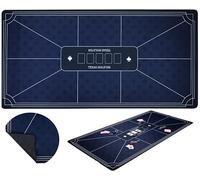 Poker Table Mat Blue 180 x 90 cm - Large Non Slip 3 mm Rubber and Printed Polyester Surface for Texas Hold’em 320997