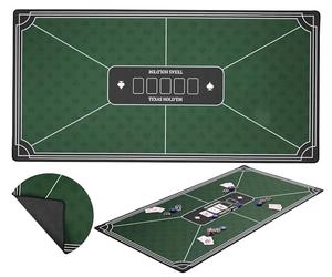 Poker Table Mat Green 120 x 60 cm - Non Slip 3 mm Rubber and Printed Polyester Surface for Texas Hold’em and Casino Games 320992