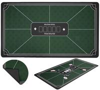 Poker Table Mat Green 140 x 80 cm - Non Slip 3 mm Rubber and Printed Polyester Surface for Texas Hold’em and Casino Games 320994