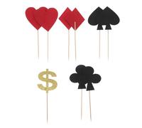 Poker Theme Cake Picks Reusable Felt Cupcake Decorations Set 2 Sets | Diamond Heart Spade Club Shapes, for Fruit Platters and Cupcakes, Decor Accent for Weddings