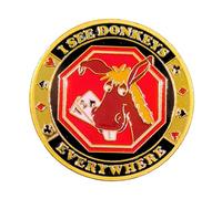 Poker Totems Poker Card-Guard | 30g Gold Card Protector Chip | 8 Styles To Choose from | Plastic Protector Case Included | Poker Accessories | 40mm Gold Coin (I See Donkeys Everywhere)