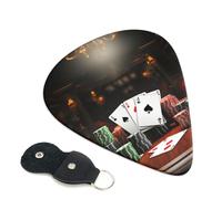Poker Tournament 6 Pack Guitar Picks With Holder, Personalized Guitar Plectrums Non-Slip Portable Ukulele Bass Picks 0.71mm For Acoustic Guitar Lovers Gifts