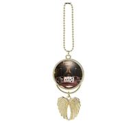 Poker Tournament Car Hanging Ornament Rear View Mirror Pendant Lucky Presents Hanging Ornament Funny Car Pendant for Office Auto Home Decoration Golden-style