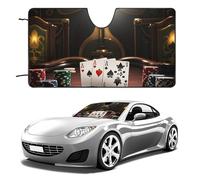 Poker Tournament Car Windshield Sun Shade Keep Car Interior Cool 55"x30" Folding Front Window Sun Shade, Heat Shield for SUV, Truck, Blocks UV