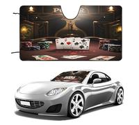 Poker Tournament Car Windshield Sun Shade - Reflector Sunshade Offers Ultimate Protection for Car Interior, Cool Reflective Sun Blocker Fits Small Sedans, Mini SUVs 55"x30"
