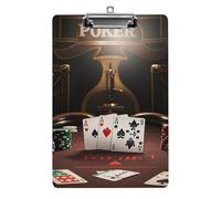 Poker Tournament Clipboard,Decorative Clip Board Acrylic Clipboards with Low Profile Metal Clip for Office,Teachers,Standard Letter Size 8.5x12.5