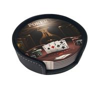 Poker Tournament Coasters For Drinks Set Of 6 Leather Tea Cup Coaster Drink Coasters For Cup Kitchen Bar Home Decor Housewarming Gift