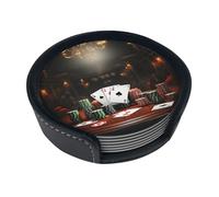 Poker Tournament Coasters For Drinks Set Of 6 Leather Tea Cup Coaster Drink Coasters For Cup Kitchen Bar Home Decor Housewarming Gift