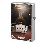Poker Tournament Lighter Case Classic Pocket Lighter Cover Windproof Flip-Top Metal Lighters Sleeve Double-Sided Lighters Covers for Men Women