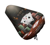 Poker Tournament Padded Bike Seat Cushion with Drawstring Soft Comfort Waterproof Bicycle Seat Cover, Wide Saddle Protection Covers Protector for Men Women for Exercise Mountain Road Bikes