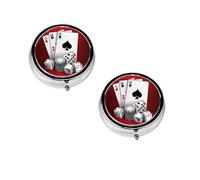 Poker Tournament -Print Portable Round Pill Box - Stylish Round Pill Organizer for Travel Compartments Gift for Medication Management
