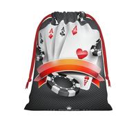 Poker Tournament Printed Christmas Drawstring Gift Bags For Decorating Christmas Trees Staircases And Porches Party Favors Wedding Decor & Holiday Packaging 3 Sizes