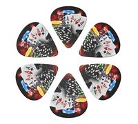 Poker Tournament Printed Guitar Picks 6-Pack with Holder - 0.71mm Funny Guitar Picks for Acoustic Guitar, Electric Guitar, Bass Guitar