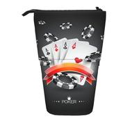 Poker Tournament Standing Telescopic Pencil Bag Oxford Cloth Bag Portable for Boys Girls Teens Students Office