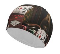 Poker Tournament Swim Cap, Comfortable Swimming Cap for Women Men, Waterproof for Training Pool & Beach