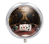Poker Tournament3 Compartment Travel Pill Case, Sealed Portable Pill Container Mini Size Metal Pills Box for Pocket Purse, Three Times A Day Pills Organizer for Men, Women