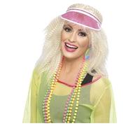 80's Pink Poker Sun Visor - visor poker pink fancy dress accessory smiffys sun golf ladies costume