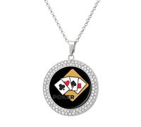 Poker Women's Necklaces Round Long Alloy Pendant Necklace Minimalist Tiny Jewelry Gift Silver-style