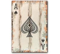 Poker Wooden Jigsaws Puzzle Posters 1000 Pieces Ace Of Spades Game Painting, Ntellectual Challenge Toy For Teenagers Crossword Game 50X75Cm