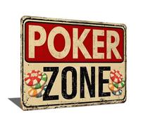 Poker Zone Tin Sign, Vintage Metal Tin Signs for Cafes Bars Pubs Wall Decorative Funny Retro Signs 8x12 Inch (2481)
