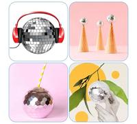 PokFhgur 12 Sheets Disco Tiles,Silver Mini Square Mirror Tiles Self Adhesive Mirror Mosaic Tiles Glass Disco Ball Tiles