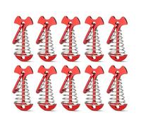 PokFhgur 12PCS Tent Stakes Aluminum Deck Tie Down, Deck Anchor Pegs, Tent Rope Tighteners with Spring Buckle Red
