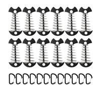 PokFhgur 12PCS Tent Stakes Aluminum Deck Tie Down, Deck Anchor Pegs, Tent Rope Tighteners with Spring Buckle Black