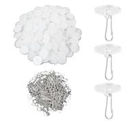 PokFhgur 200Pcs Self-Adhesive Ceiling Hooks for Hanging, Round Suction Cup Plate Removable Transparent No-Drill Wall Hangers Disc