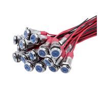 PokFhgur 20Pcs 6mm Metal LED Warning Indicator Light Signal Lamp Pilot Onboard Display Lights with Wire 3V Blue