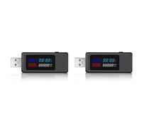 PokFhgur 2X 6 in 1 USB Tester DC4-30V IPS Display Digital Voltage Power Timing Capacity Meter Detector for Current, Voltage,Black