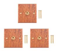 PokFhgur 3X 86 Type Solid Wood Panel Switch Wall Light Retro Brass Toggle Switch Wood Grain Electrical Switch Socket 1- Switch