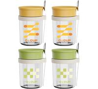 PokFhgur 4 Pack Overnight Oats Jars,12oz Glass Canning MasonJar with Airtight Lid and Spoon Container for Pudding,Cereal