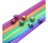 PokFhgur 520 Sheets Glitter Paper Folding Paper Stars Paper Strips Lucky Stars Decoration Folding Paper for Hand Arts High Guality, Multicolor