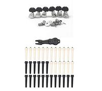 PokFhgur 6PCS Guitar String Tuning Key Pegs/Knobs with 36PCS Acoustic Guitar Bridge Pins Pegs in White and Black