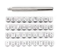 PokFhgur Alphabet Stamp Tools Set 4mm Capital Letter and Number Stamp Set for Leather Crafting Projects