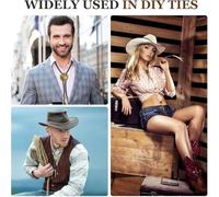 PokFhgur Bolo Tie Finding Accessories Kit Includes Slide Clasps, 1 Yards of Black Leather Braided Cord for DIY Projects B