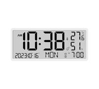 PokFhgur LCD Digital Electronic Awaken Clock for Temperature Humidity Date Time Display Wall Clock White
