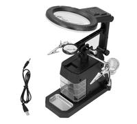PokFhgur LED Helping Hands Soldering Iron Stand with 2.5X 4X 16X Magnifier 2.5X 4X 16X Magnifier Helping Hands Third Hand Welding Stand Station LED Light with Clip Magnifier Magnifying Glass