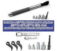 PokFhgur Offset Extension Wrench Impact, High Torque Electric Ratchet Wrench with 4 Socket Adapters, Pry Bar Wrench Adaptor Head