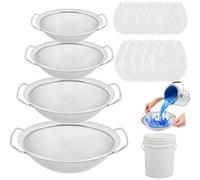 PokFhgur Paint Strainer Combo Set 14 Pieces-Mesh Screen Filter with 4 Size 60 Mesh Strainer, 10 Pcs Paint Nylon White Fine Bags(5-Gallon& 1-Gallon)